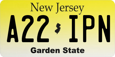 NJ license plate A22IPN