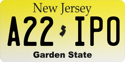 NJ license plate A22IPO