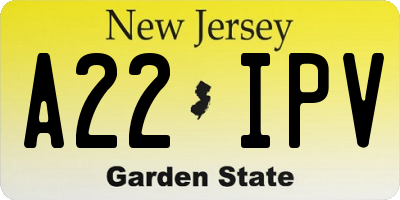 NJ license plate A22IPV