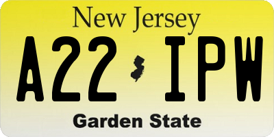 NJ license plate A22IPW