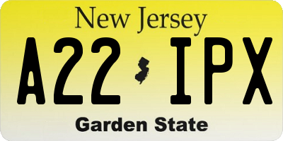 NJ license plate A22IPX