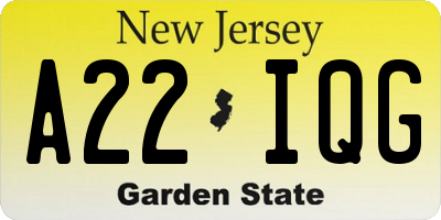 NJ license plate A22IQG