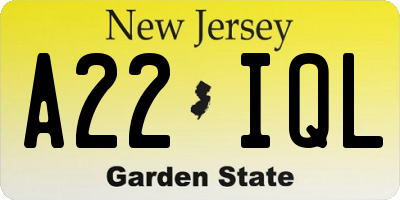 NJ license plate A22IQL