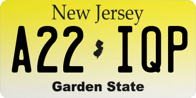 NJ license plate A22IQP