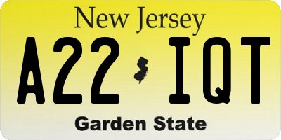 NJ license plate A22IQT