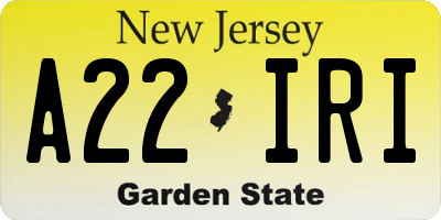 NJ license plate A22IRI
