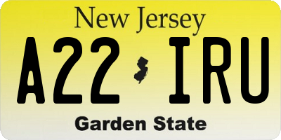NJ license plate A22IRU