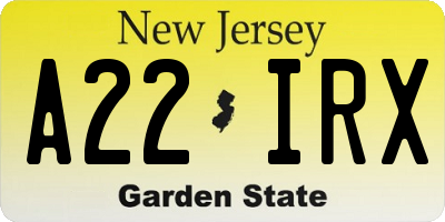NJ license plate A22IRX