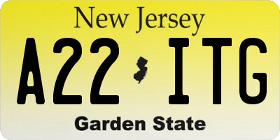 NJ license plate A22ITG
