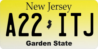 NJ license plate A22ITJ