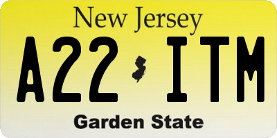 NJ license plate A22ITM