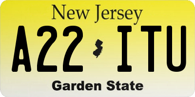 NJ license plate A22ITU