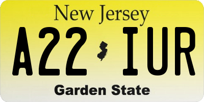 NJ license plate A22IUR