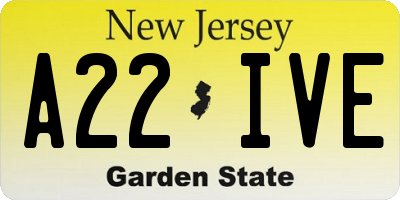 NJ license plate A22IVE