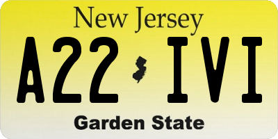 NJ license plate A22IVI