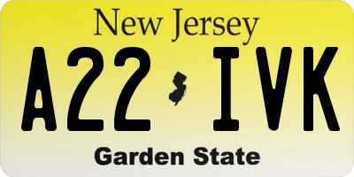 NJ license plate A22IVK