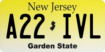 NJ license plate A22IVL