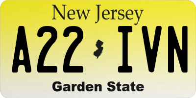 NJ license plate A22IVN