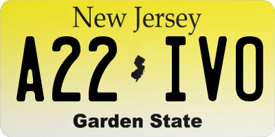 NJ license plate A22IVO