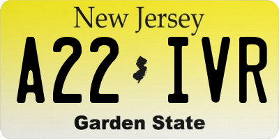 NJ license plate A22IVR