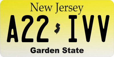 NJ license plate A22IVV