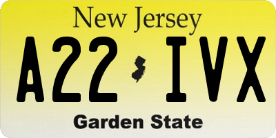 NJ license plate A22IVX