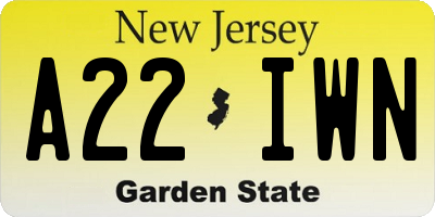 NJ license plate A22IWN