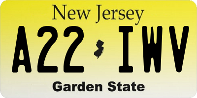 NJ license plate A22IWV