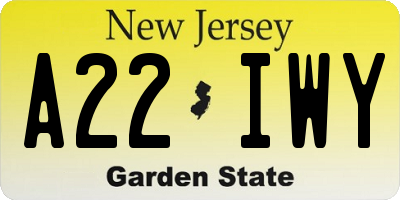 NJ license plate A22IWY