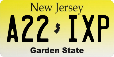 NJ license plate A22IXP