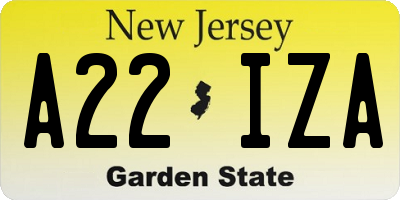 NJ license plate A22IZA