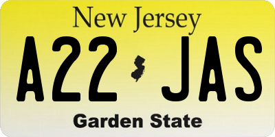 NJ license plate A22JAS