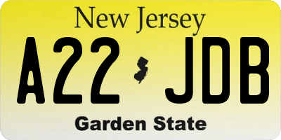 NJ license plate A22JDB