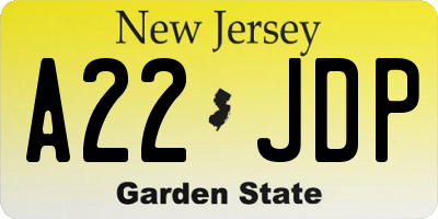 NJ license plate A22JDP