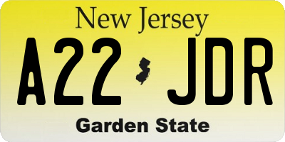 NJ license plate A22JDR