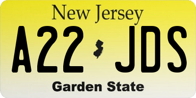 NJ license plate A22JDS