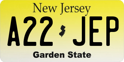 NJ license plate A22JEP