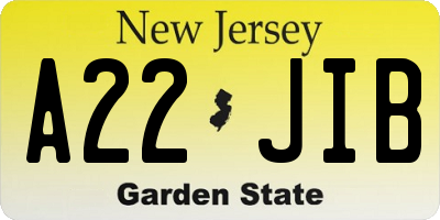NJ license plate A22JIB