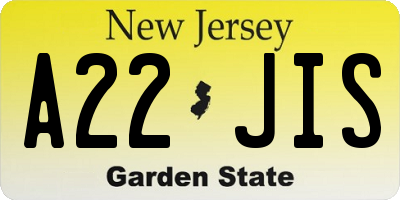 NJ license plate A22JIS