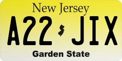 NJ license plate A22JIX