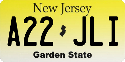 NJ license plate A22JLI