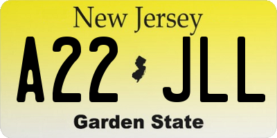 NJ license plate A22JLL