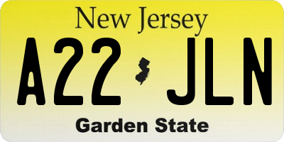NJ license plate A22JLN