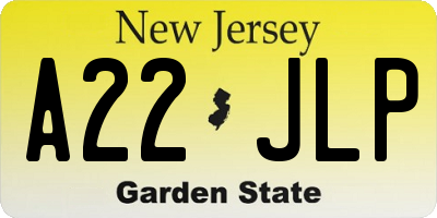 NJ license plate A22JLP