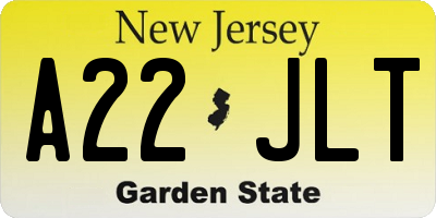 NJ license plate A22JLT