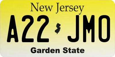 NJ license plate A22JMO