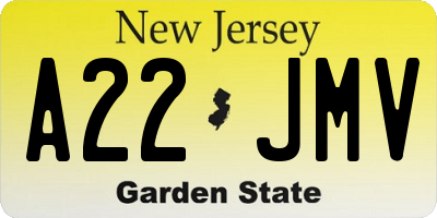NJ license plate A22JMV