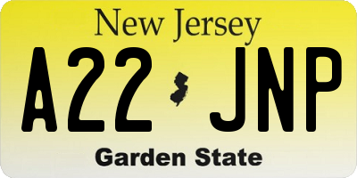 NJ license plate A22JNP