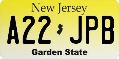 NJ license plate A22JPB