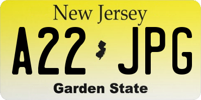 NJ license plate A22JPG